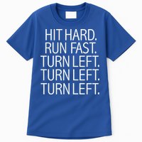 Funny Hit Hard Run Fast Turn Left Baseball Pitcher Gift Tall T-Shirt