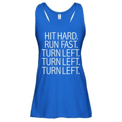 Funny Hit Hard Run Fast Turn Left Baseball Pitcher Gift Ladies Essential Flowy Tank