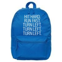 Funny Hit Hard Run Fast Turn Left Baseball Pitcher Gift 16 in Basic Backpack