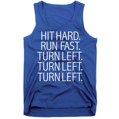 Funny Hit Hard Run Fast Turn Left Baseball Pitcher Gift Tank Top