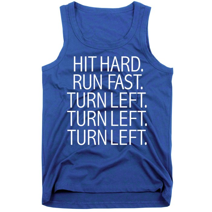 Funny Hit Hard Run Fast Turn Left Baseball Pitcher Gift Tank Top