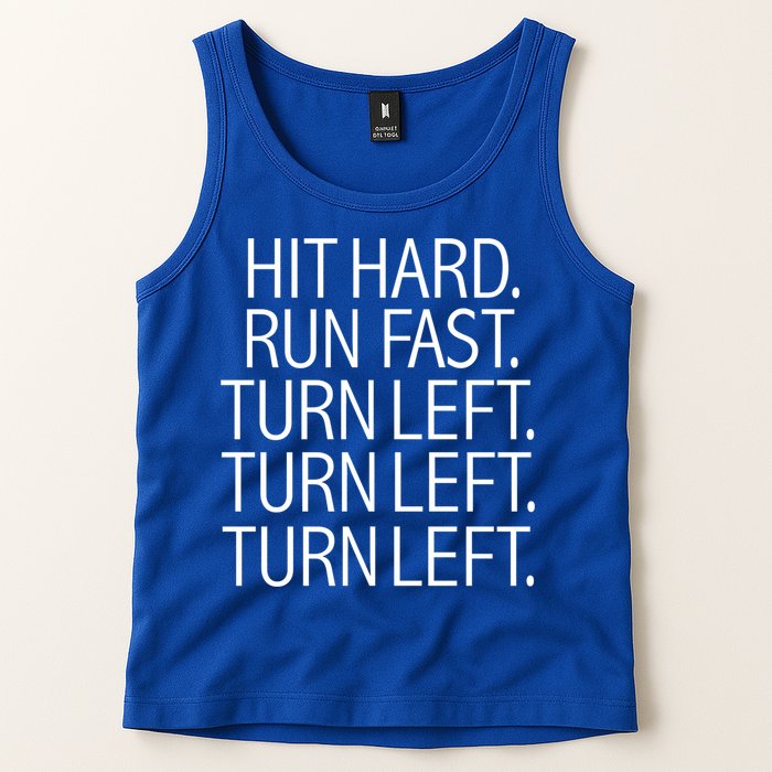 Funny Hit Hard Run Fast Turn Left Baseball Pitcher Gift Tank Top