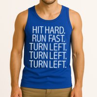 Funny Hit Hard Run Fast Turn Left Baseball Pitcher Gift Tank Top