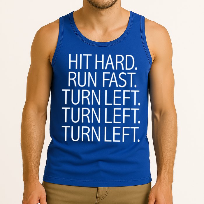 Funny Hit Hard Run Fast Turn Left Baseball Pitcher Gift Tank Top