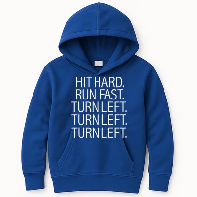 Funny Hit Hard Run Fast Turn Left Baseball Pitcher Gift Kids Hoodie