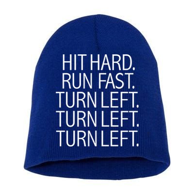 Funny Hit Hard Run Fast Turn Left Baseball Pitcher Gift Short Acrylic Beanie
