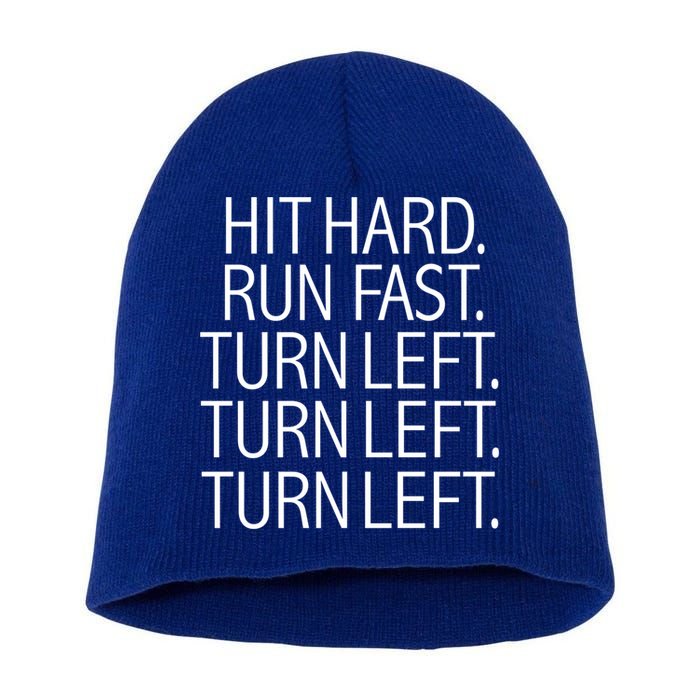Funny Hit Hard Run Fast Turn Left Baseball Pitcher Gift Short Acrylic Beanie