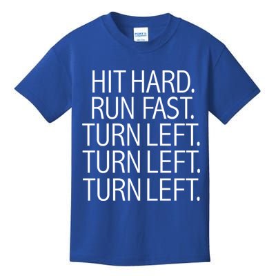 Funny Hit Hard Run Fast Turn Left Baseball Pitcher Gift Kids T-Shirt