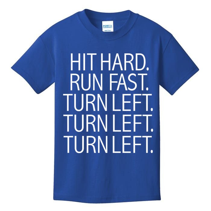 Funny Hit Hard Run Fast Turn Left Baseball Pitcher Gift Kids T-Shirt