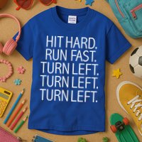 Funny Hit Hard Run Fast Turn Left Baseball Pitcher Gift Kids T-Shirt