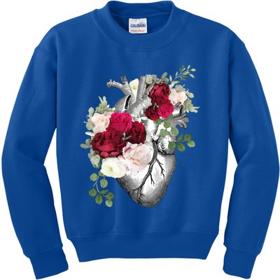 Floral Hu Heart Vintage With Roses Anatomy Illustrations Gift Kids Sweatshirt