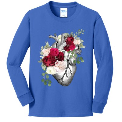 Floral Hu Heart Vintage With Roses Anatomy Illustrations Gift Kids Long Sleeve Shirt