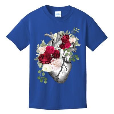 Floral Hu Heart Vintage With Roses Anatomy Illustrations Gift Kids T-Shirt