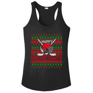 Funny Happy Hockeydays Ice Hockey Christmas Ugly Xmas Pajama Gift Ladies PosiCharge Competitor Racerback Tank