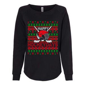 Funny Happy Hockeydays Ice Hockey Christmas Ugly Xmas Pajama Gift Womens California Wash Sweatshirt