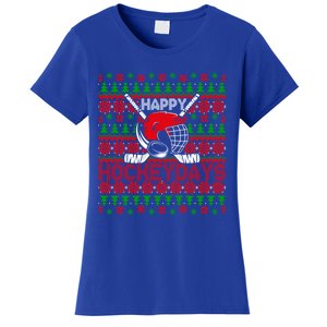 Funny Happy Hockeydays Ice Hockey Christmas Ugly Xmas Pajama Gift Women's T-Shirt