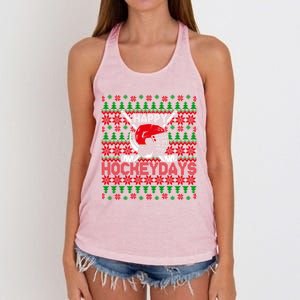 Funny Happy Hockeydays Ice Hockey Christmas Ugly Xmas Pajama Gift Women's Knotted Racerback Tank