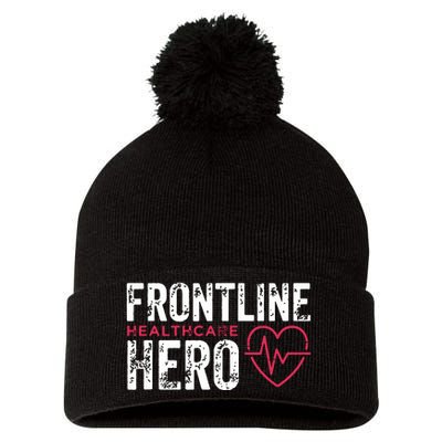 Frontline Hero Healthcare Worker Frontline Essential Worker Pom Pom 12in Knit Beanie