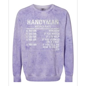 Funny Handyman Hourly Rate Colorblast Crewneck Sweatshirt