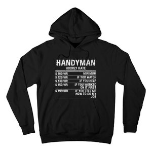 Funny Handyman Hourly Rate Hoodie