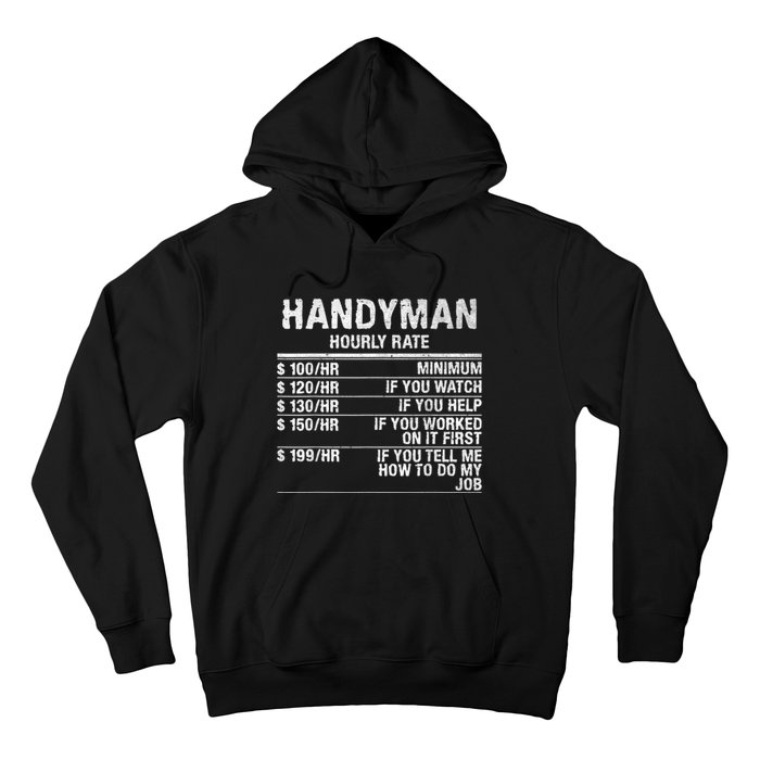 Funny Handyman Hourly Rate Hoodie