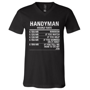 Funny Handyman Hourly Rate V-Neck T-Shirt