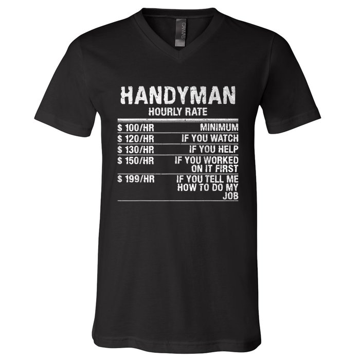 Funny Handyman Hourly Rate V-Neck T-Shirt