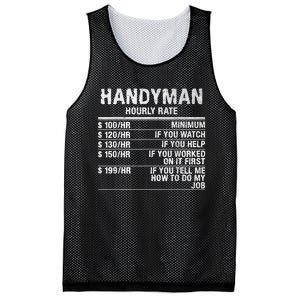 Funny Handyman Hourly Rate Mesh Reversible Basketball Jersey Tank