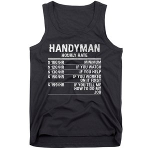 Funny Handyman Hourly Rate Tank Top