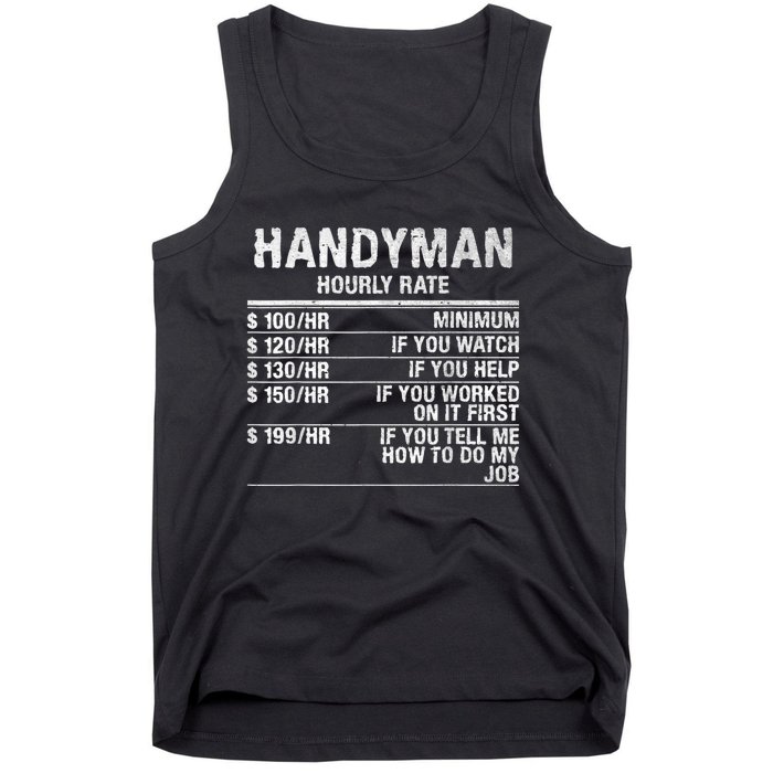 Funny Handyman Hourly Rate Tank Top