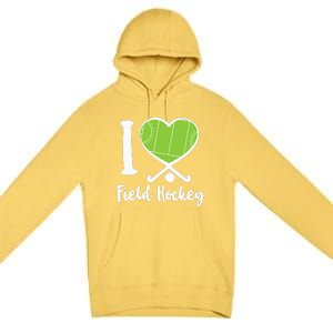 Field Hockey Heart I Love Field Hockey Premium Pullover Hoodie