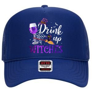 Funny Halloween Hat Up Witches Funny Up Witches Gift High Crown Mesh Back Trucker Hat