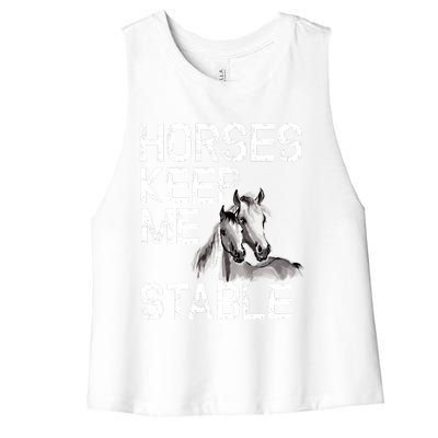 Funny Horse Horseback Riding Cool Gift Mom Women's Racerback Cropped Tank