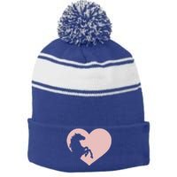 Funny Horse Horseback Riding Equestrian Design Horse Mom Gift Stripe Pom Pom Beanie