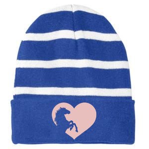 Funny Horse Horseback Riding Equestrian Design Horse Mom Gift Striped Beanie with Solid Band