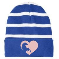 Funny Horse Horseback Riding Equestrian Design Horse Mom Gift Striped Beanie with Solid Band