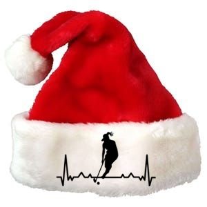 Funny Hockey Heartbeat And Hockey Meaningful Gift Premium Christmas Santa Hat