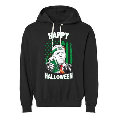 Funny Happy Halloween Joe Biden St Patrick's Day Garment-Dyed Fleece Hoodie