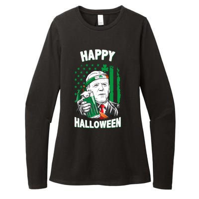 Funny Happy Halloween Joe Biden St Patrick's Day Womens CVC Long Sleeve Shirt