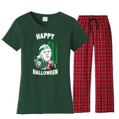 Funny Happy Halloween Joe Biden St Patrick's Day Women's Flannel Pajama Set