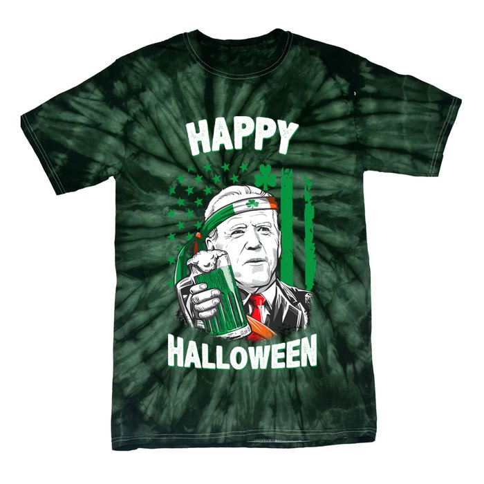 Funny Happy Halloween Joe Biden St Patrick's Day Tie-Dye T-Shirt