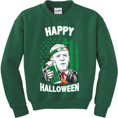 Funny Happy Halloween Joe Biden St Patrick's Day Kids Sweatshirt