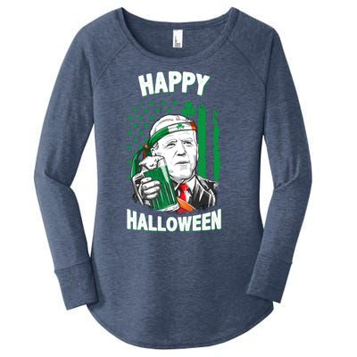 Funny Happy Halloween Joe Biden St Patrick's Day Women's Perfect Tri Tunic Long Sleeve Shirt