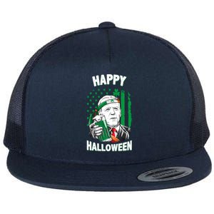 Funny Happy Halloween Joe Biden St Patrick's Day Flat Bill Trucker Hat