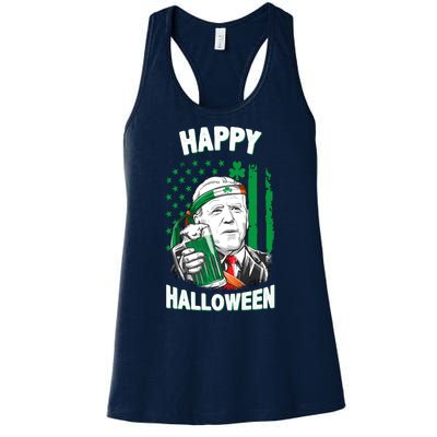 Funny Happy Halloween Joe Biden St Patrick's Day Women's Racerback Tank