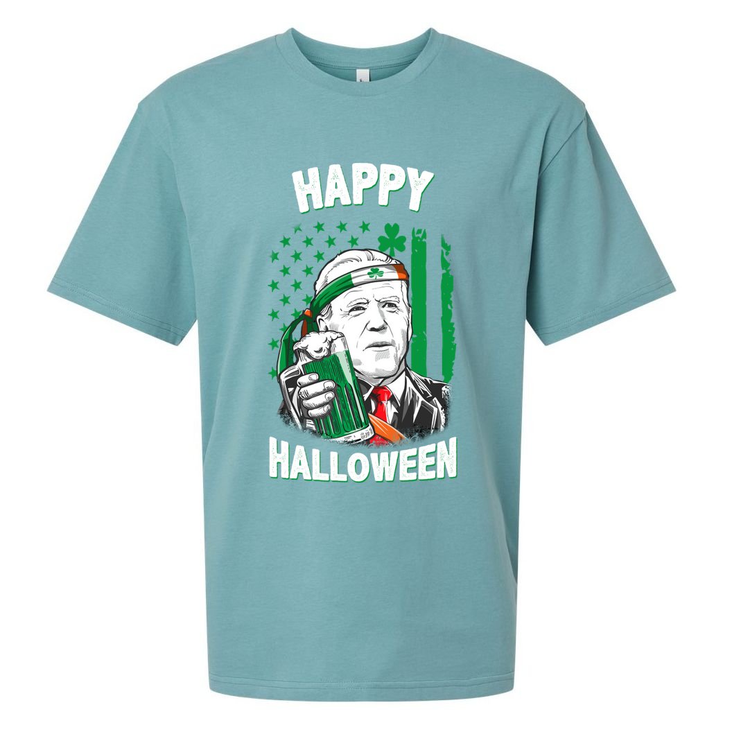 Funny Happy Halloween Joe Biden St Patrick's Day Sueded Cloud Jersey T-Shirt