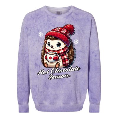 Funny Hedgehog Hot Choco Scarf Merry Christmas Mom Dad Great Gift Colorblast Crewneck Sweatshirt