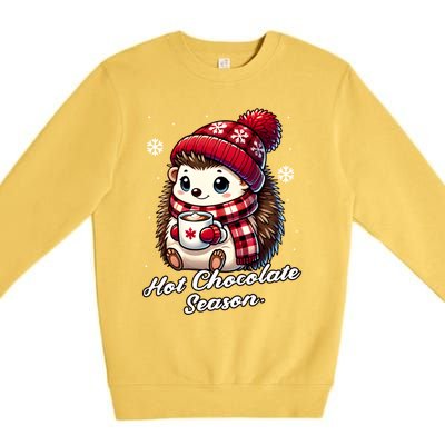 Funny Hedgehog Hot Choco Scarf Merry Christmas Mom Dad Great Gift Premium Crewneck Sweatshirt