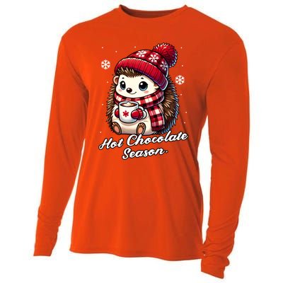 Funny Hedgehog Hot Choco Scarf Merry Christmas Mom Dad Great Gift Cooling Performance Long Sleeve Crew