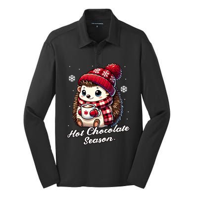 Funny Hedgehog Hot Choco Scarf Merry Christmas Mom Dad Great Gift Silk Touch Performance Long Sleeve Polo